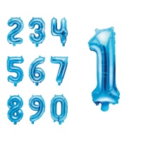 Ballon chiffre bleu de 35 cm - PartyDeco - 1 unité