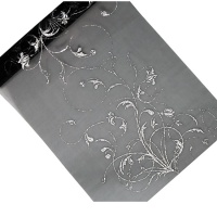 Chemin de table de 36 cm en organza avec branches argentées - 9 m