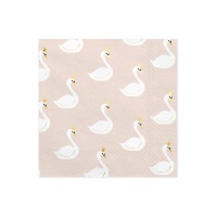 Serviettes Cygne Blanc de 16,5 x 16,5 cm - 20 unités