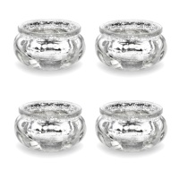 Porte-bougies en verre rond argenté de 6 x 3 cm - 4 unités