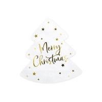 Serviettes blanches en forme de sapin de Noël 16 x 16,5 cm - 20 unités