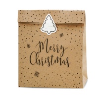 Enveloppes cadeau de 27 x 25 x 11 cm kraft Joyeux Noël à pois - 3 unités