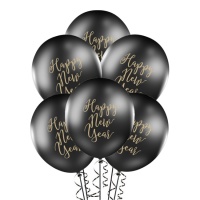 Ballons en latex Nouvel An noir pastel de 30 cm - PartyDeco - 8 unités