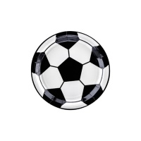 Assiettes de football ballon blanc et noir de 18 cm - 6 unités