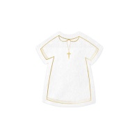 Serviettes blanches en forme de chemise pour communion de 14 x 16 cm - 20 unités