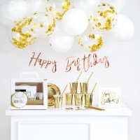 Ensemble de table sucrée Happy Birthday Golden - 60 pièces