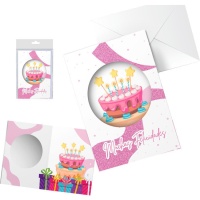 Carte d'anniversaire gâteau et bougies paillettes