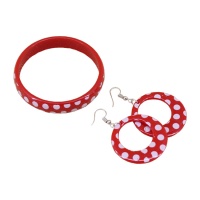 Bracelet et boucles d'oreilles de flamenco rouges avec pois pour enfants