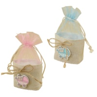 Sac avec tulle et poussette bébé de 16 cm - 1 unité