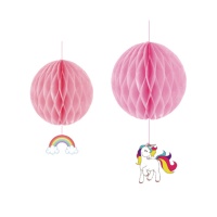 Guirlande de boules de nid avec licorne arc-en-ciel