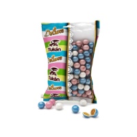 Mini boules de céréales enrobées de chocolat, couleurs blanc, rose et bleu - 85 g