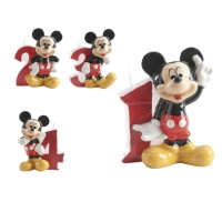 Bougie chiffre de Mickey Mouse rouge de 6,5 cm - 1 unité