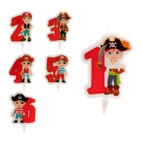 Bougie chiffre pirate 7 cm - 1 pièce