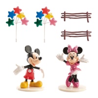 Décoration pour gâteau de Mickey et Minnie Mouse - 6 unités