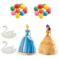 Décoration pour gâteau de princesses Cendrillon et Belle - 6 unités