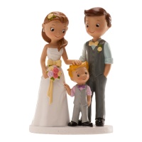 Figurine pour gâteau de mariage de mariés avec enfant - 16 cm