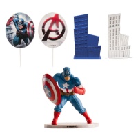 Décoration pour gâteau de Captain America - 5 unités