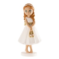 Figurine pour gâteau de Ma Première Communion fille pieds nus - 13 cm