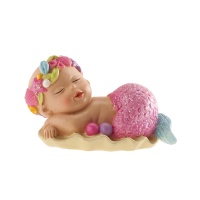 Figurine pour gâteau de baptême avec bébé sirène - 7 cm