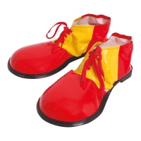 Chaussures de clown en plastique rouges et jaunes