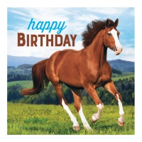 Serviettes de Cheval Joyeux Anniversaire de 16,5 x 16,5 cm - 16 unités