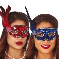 Masque avec paillettes et plume