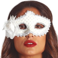 Masque blanc avec sequins et fleur