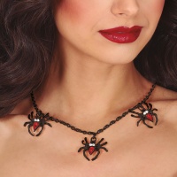 Collier avec des araignées noir et rouge