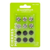 Boutons-pression de 1,3 cm en métal blanc et noir - Castelltort - 12 paires