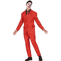 Costume de clown bouffon rouge pour homme