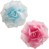 Galettes de rose géante de 12,5 cm bleues ou roses - Dekora - 1 unité