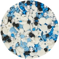 Mélange de sprinkles galaxy blanc, bleu, noir et argent de 50 gr - FunCakes