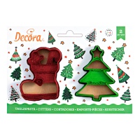 Emporte-pièces en forme de botte et d'arbre de Noël - Decora - 2 unités