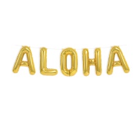 Ballon lettres Aloha doré de 41 cm