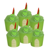 Ensemble décoratif pour cupcakes de dinosaures - PME - 6 unités