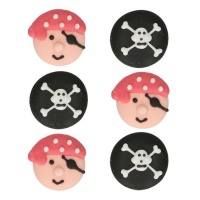 Figurines en sucre de pirates et de têtes de mort - FunCakes - 12 unités