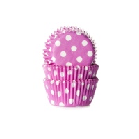 Capsules pour cupcakes mini fuchsia avec pois - House of Marie - 60 unités