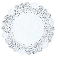 Napperon rond en papier blanc de 45 cm - 5 unités