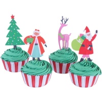 Capsules à cupcake avec pics de Noël du Père Noël - 24 unités