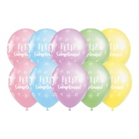 Ballons d'Anniversaire Joyeux couleurs pastel de 30 cm - 10 unités