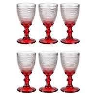 Verres de 240 ml pour eau avec pois et base rouge - 6 unités