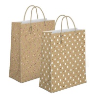 Sac cadeau de 32 x 26 x 10 cm de Noël couleur kraft - 1 unité