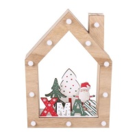 Maison de Noël en bois avec lumière de 21 x 6 x 30 cm