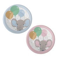 Assiettes Elephant Baby de 17 cm - 8 unités