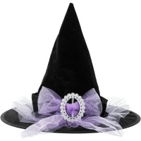 Chapeau de sorcière avec tulle lilas pour enfant