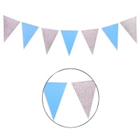 Guirlande bleu pastel et argent avec paillettes de 2,5 m