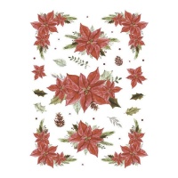 Papier de riz Poinsettia 29,7 x 42,5 cm - Artis decor - 1 pc.