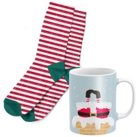 Coffret cadeau de Noël: tasse et chaussettes Père Noël