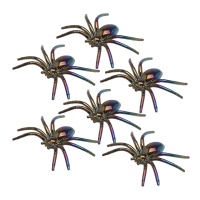 Araignées de couleurs perlées de 7 x 5,5 cm - 6 unités