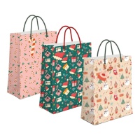 Sac cadeau de 23 x 18 x 10 cm avec designs de Noël assortis - 1 unité